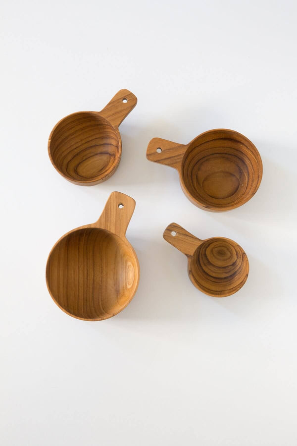 Teak & Stainless Measuring Cups, Set Of 4, Be Home