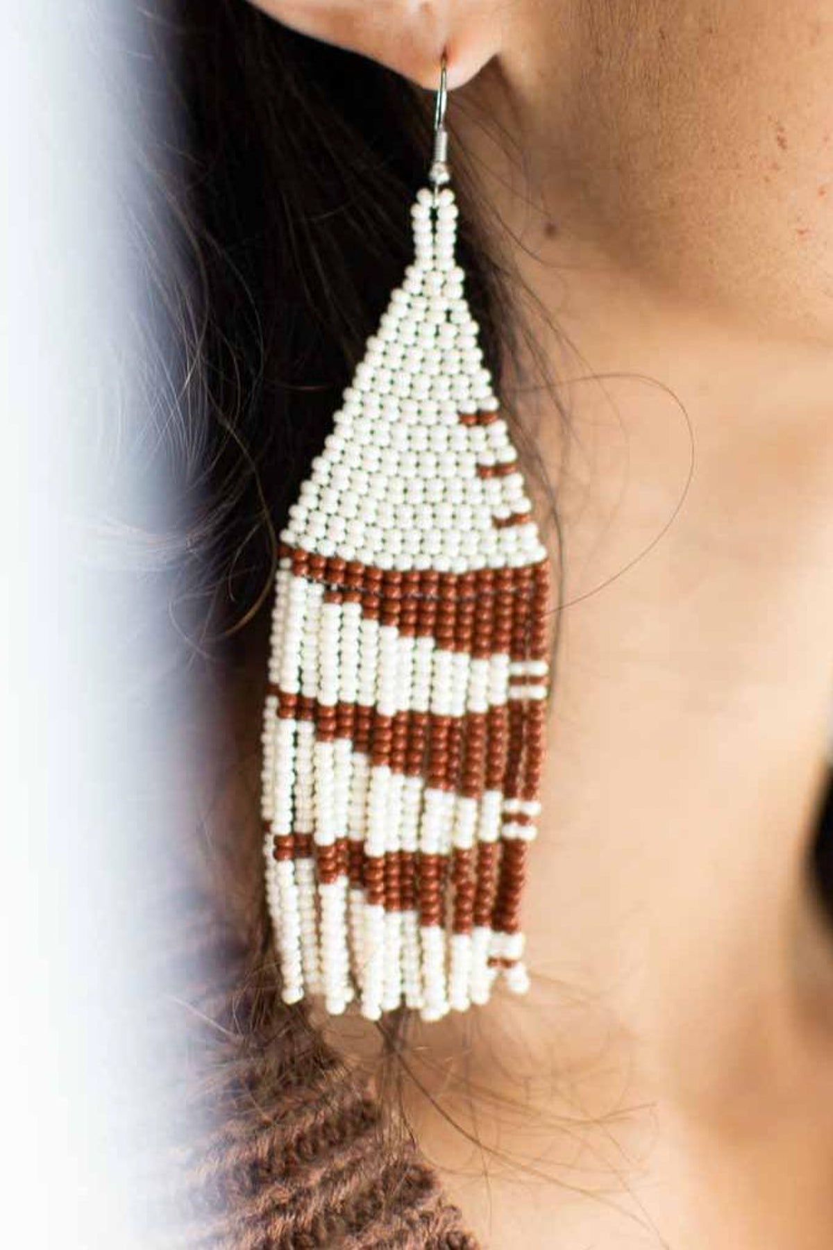 Fair + Simple Beaded Fringe Earrings in Roca