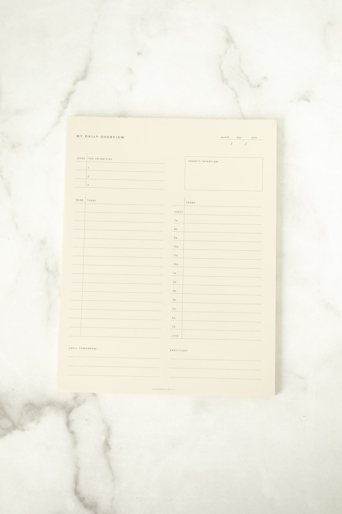 Ramona &amp; Ruth Daily Overview Notepad