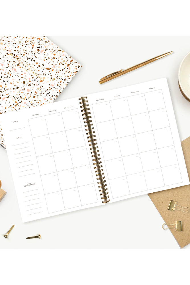 All The Ways To Say Terrazzo Cognac Monthly Planner