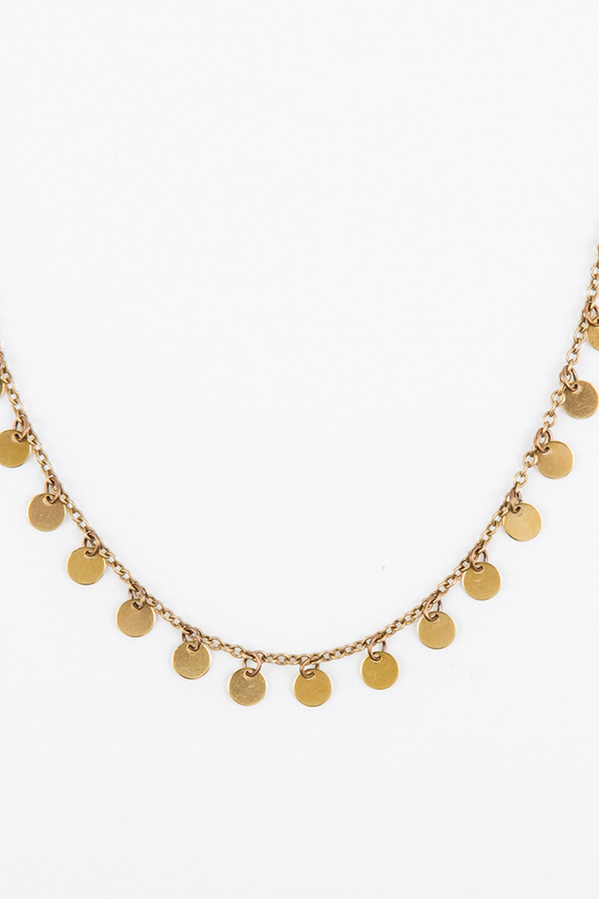 Altiplano Tiny Disc Dangle Necklace Brass