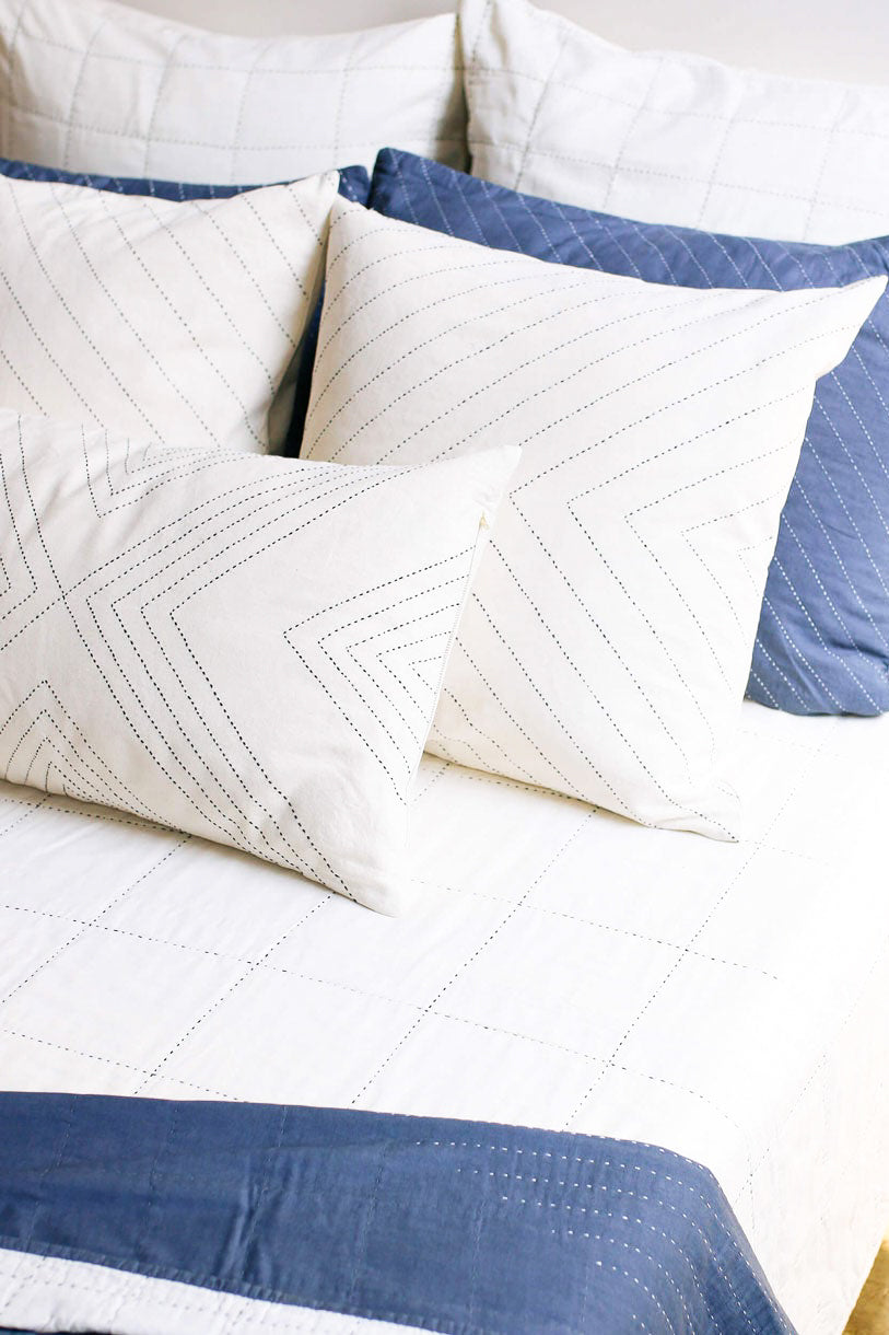 Anchal Project Geometric Stitch Lumbar Pillow Cover