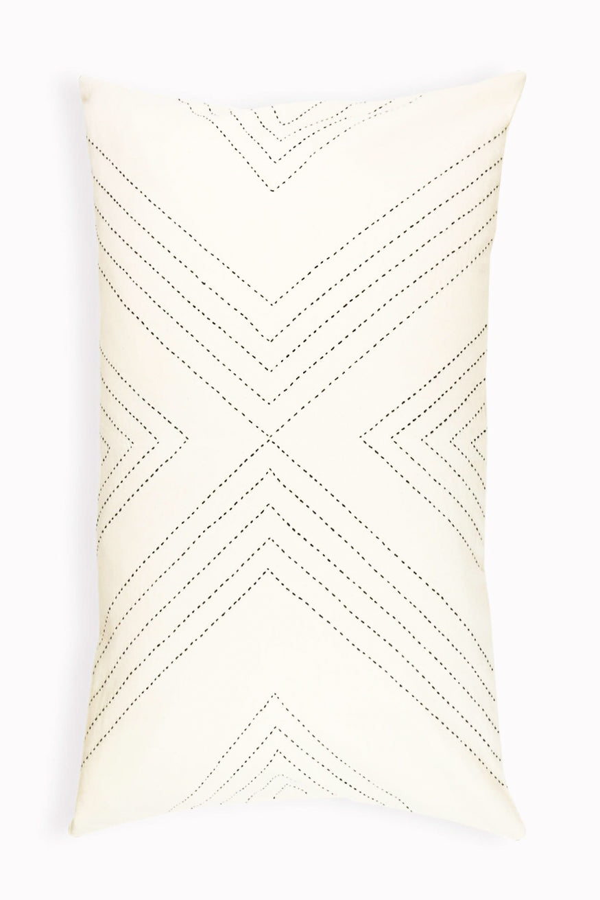 Anchal Project Geometric Stitch Lumbar Pillow Cover