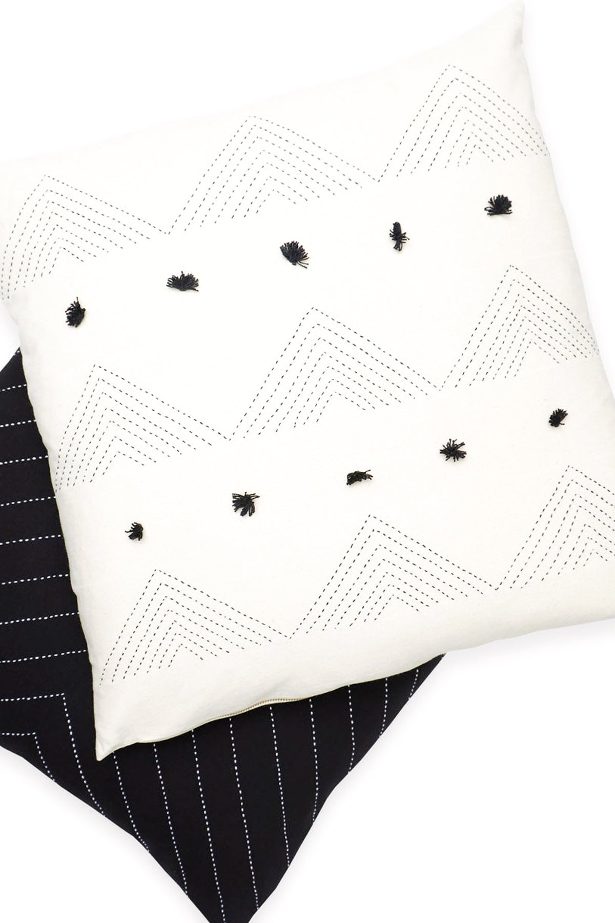 Anchal Project Triangle Stitch Throw Pillow Cover - Bone