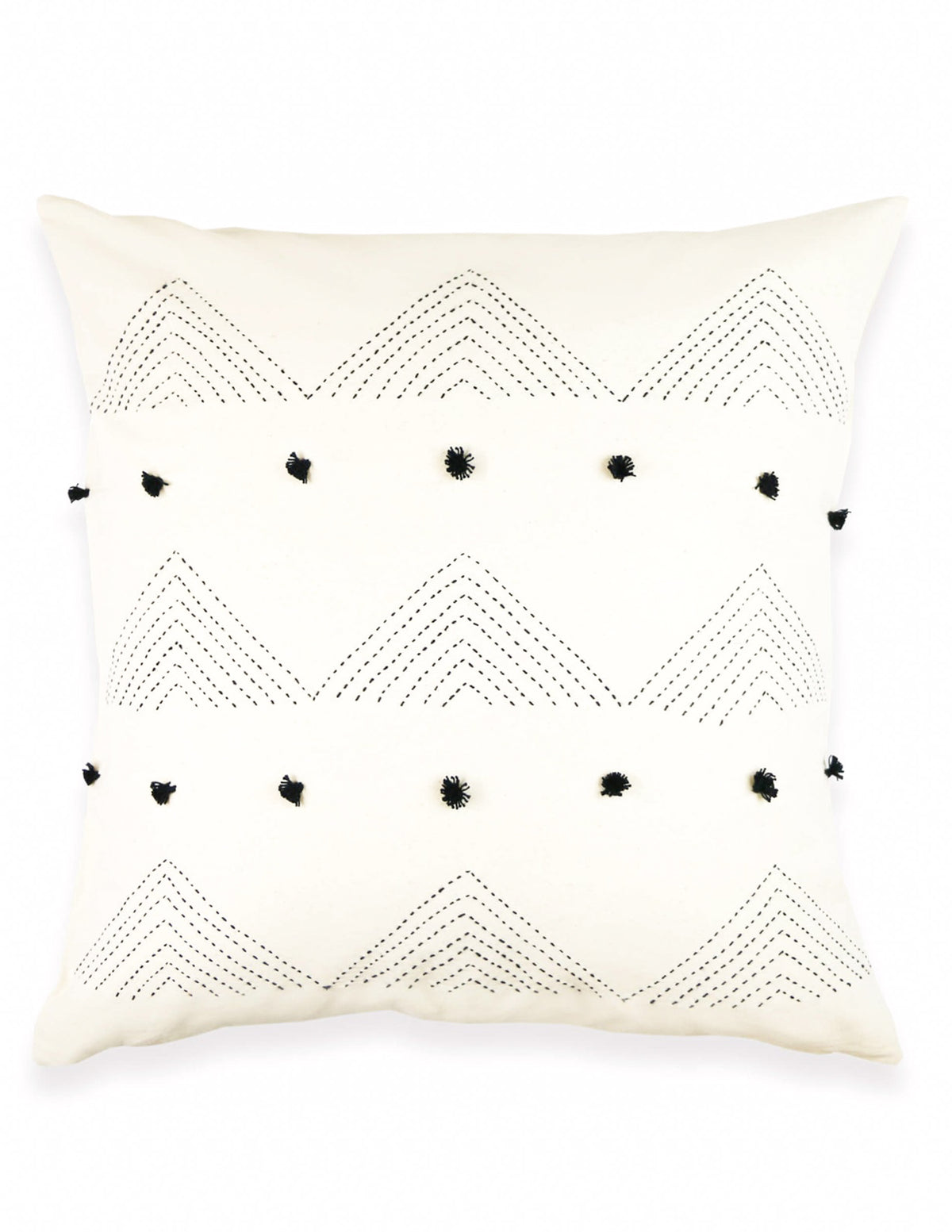 Anchal Project Triangle Stitch Throw Pillow Cover - Bone