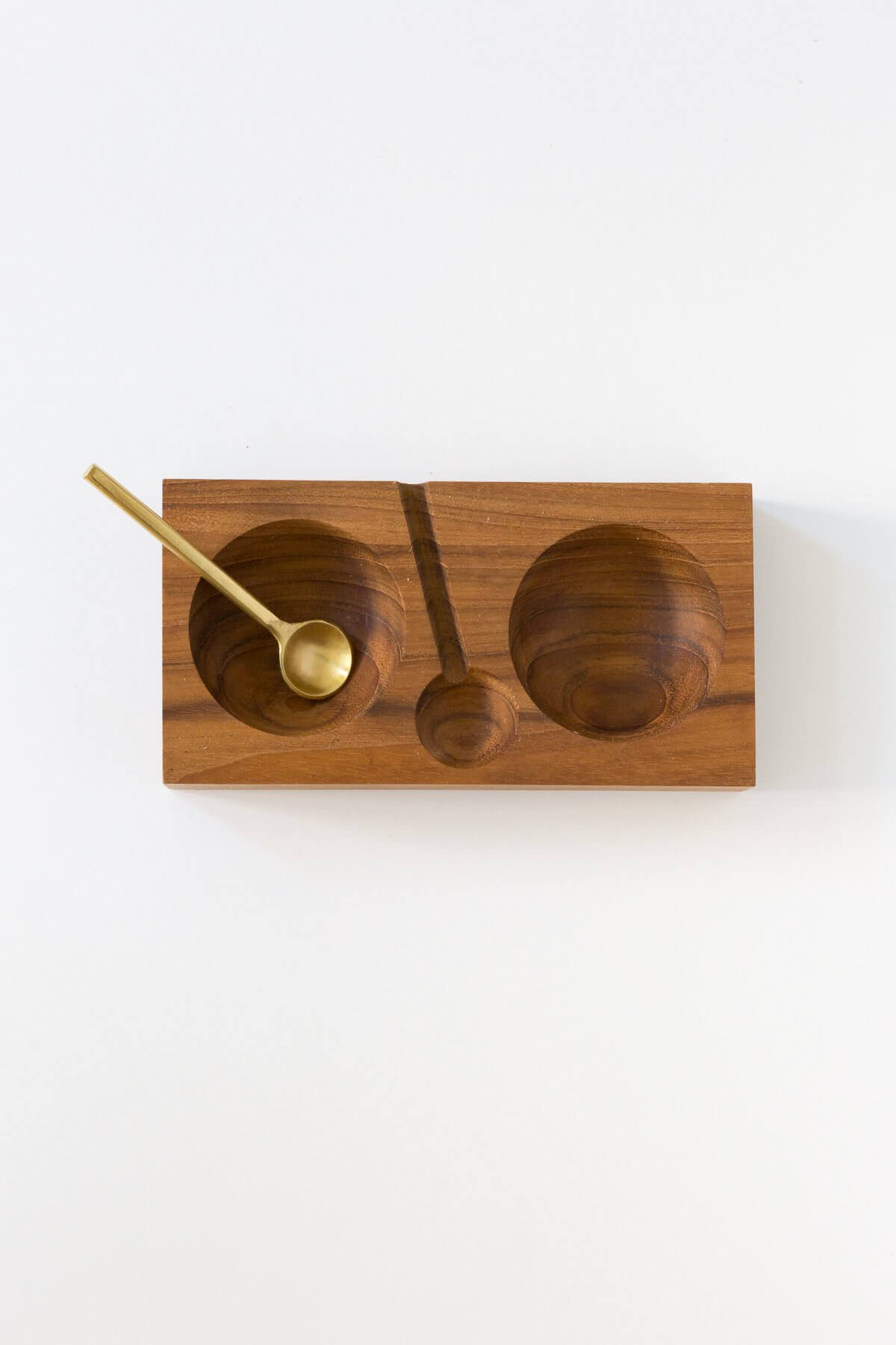 Be Home Teak Double Cellar with Gold Spoon