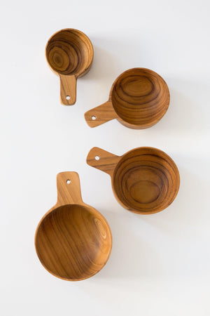 Teak & Stainless Measuring Cups, Set Of 4, Be Home