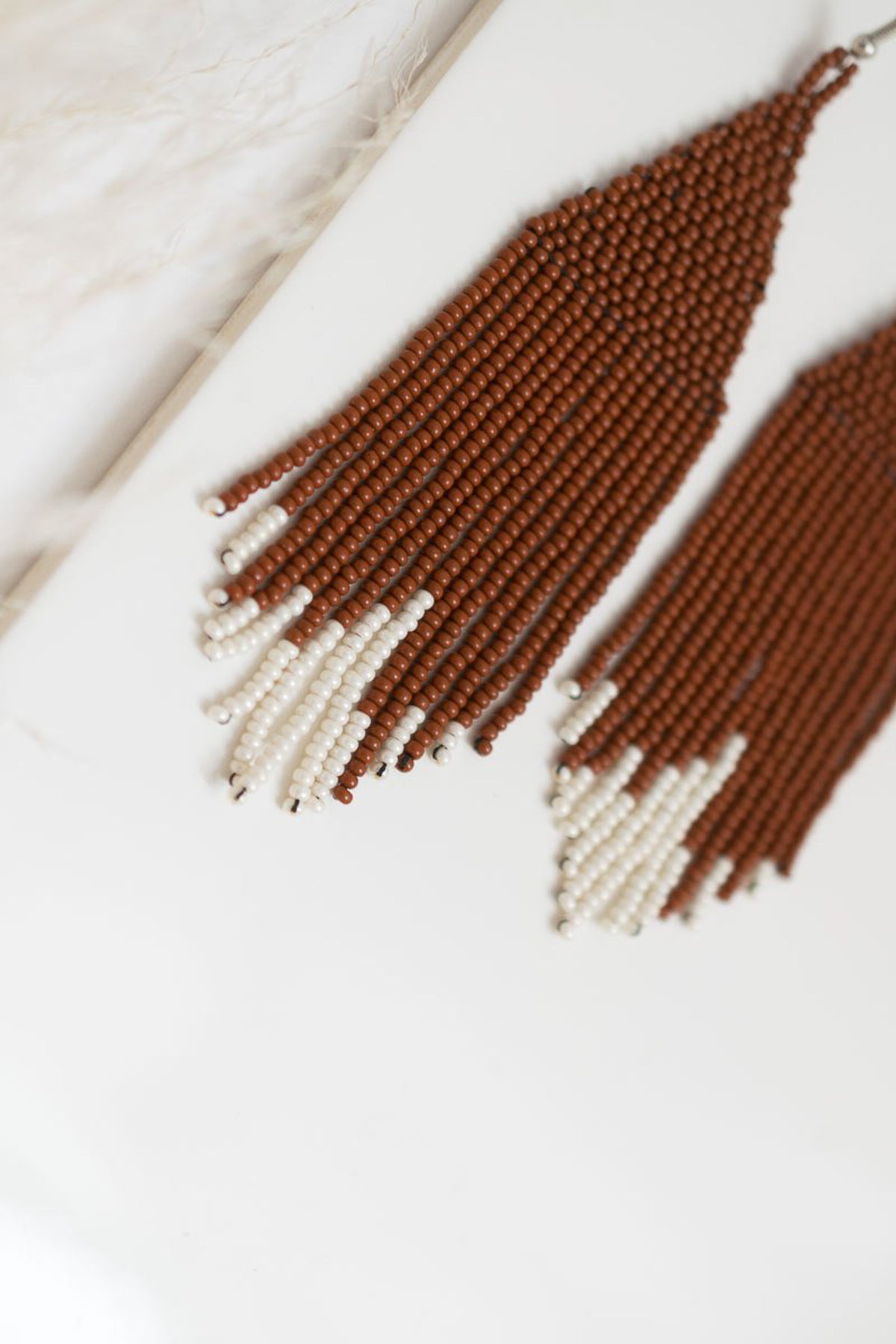 Fair + Simple Beaded Fringe Earrings in Canela