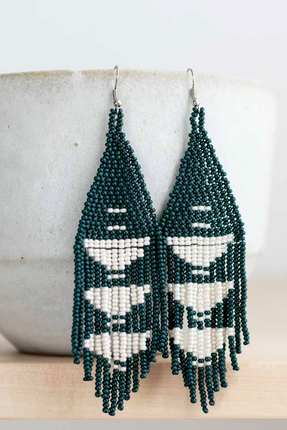 Fair + Simple Beaded Fringe Earrings in Jade