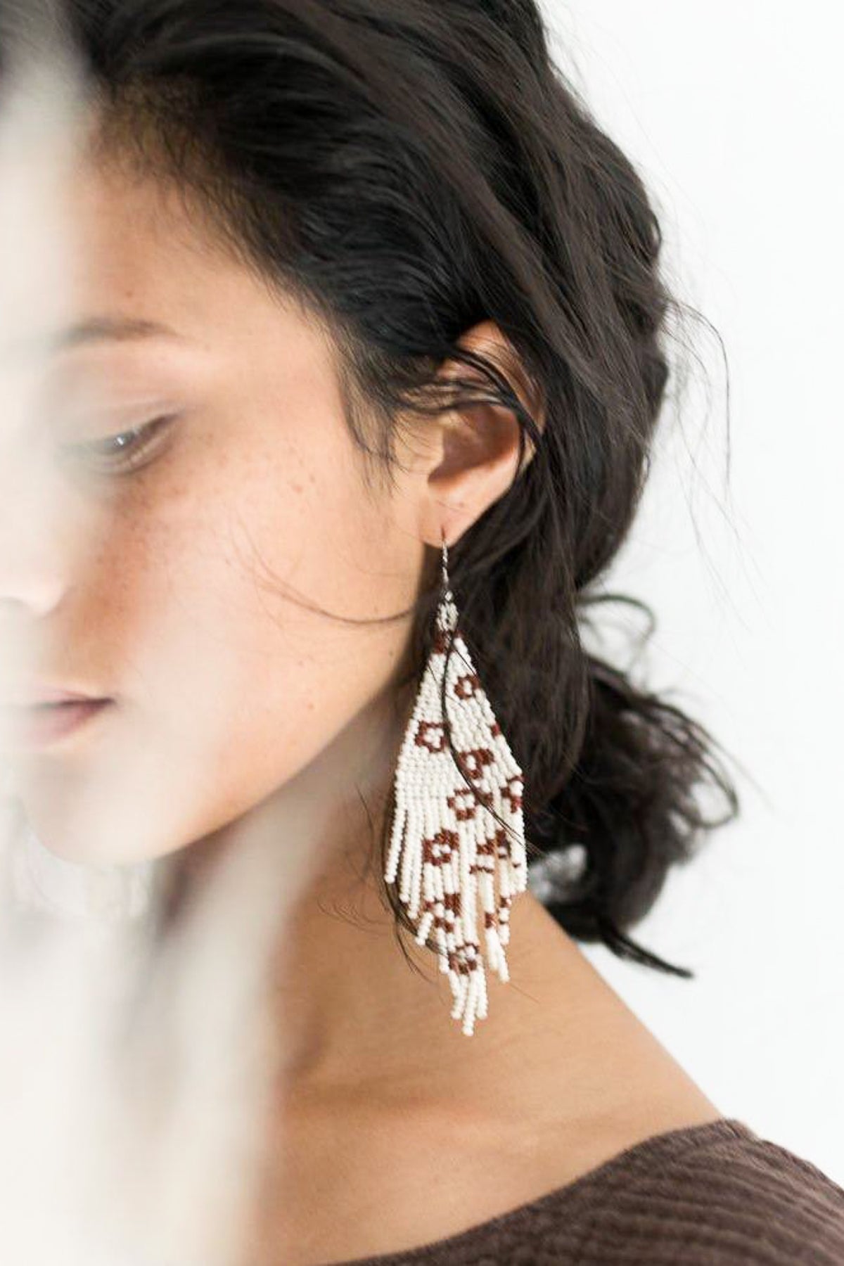 Fair + Simple Beaded Fringe Earrings in Vaquita