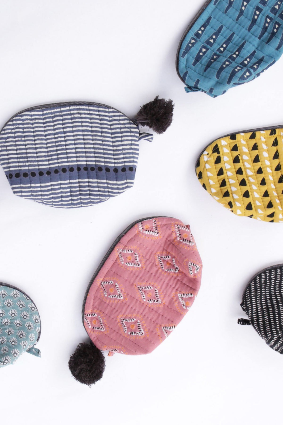 Gray Market Block Printed Crescent Pouch