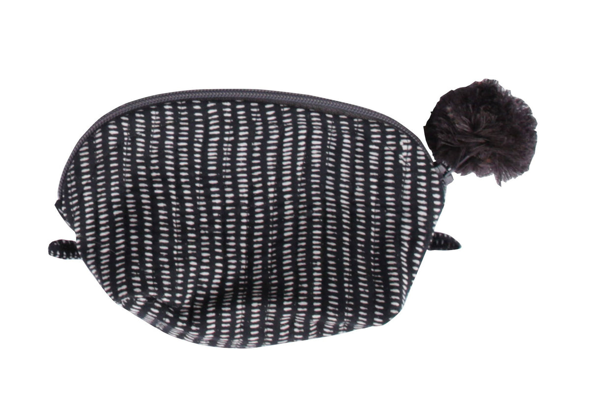 Gray Market Block Printed Crescent Pouch