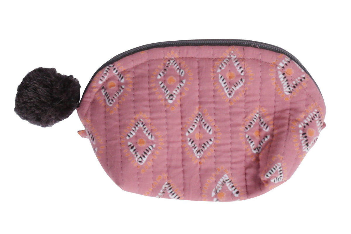 Gray Market Block Printed Crescent Pouch