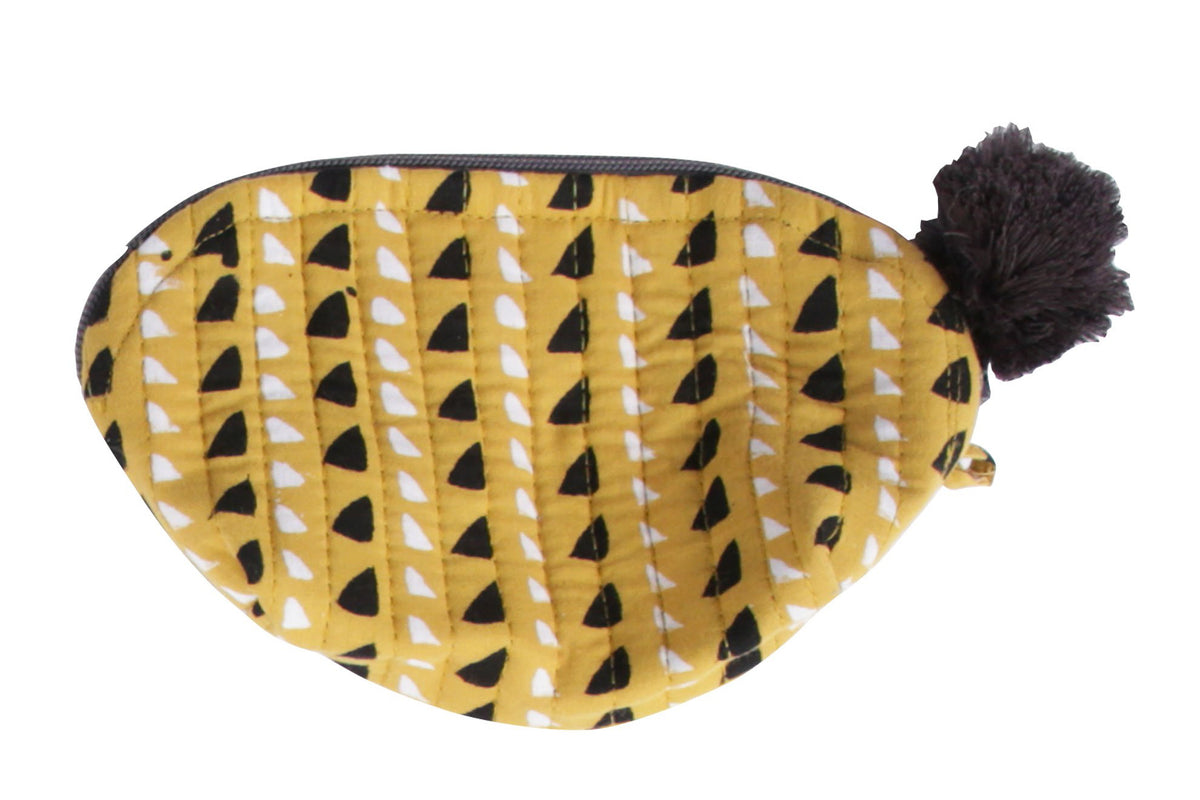 Gray Market Block Printed Crescent Pouch