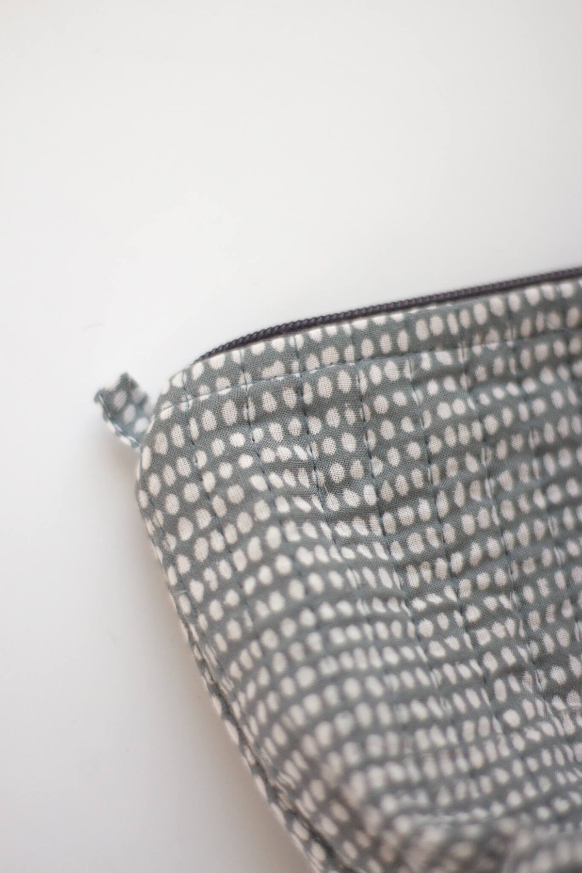 Gray Market Block Printed Makeup Pouch