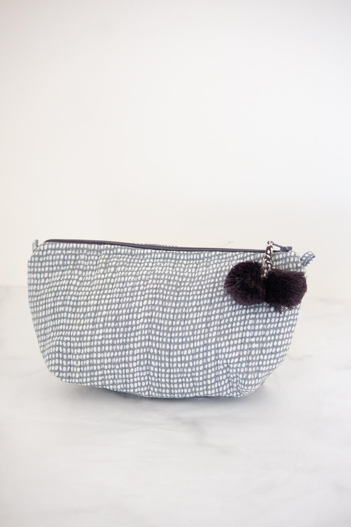 Gray Market Block Printed Makeup Pouch