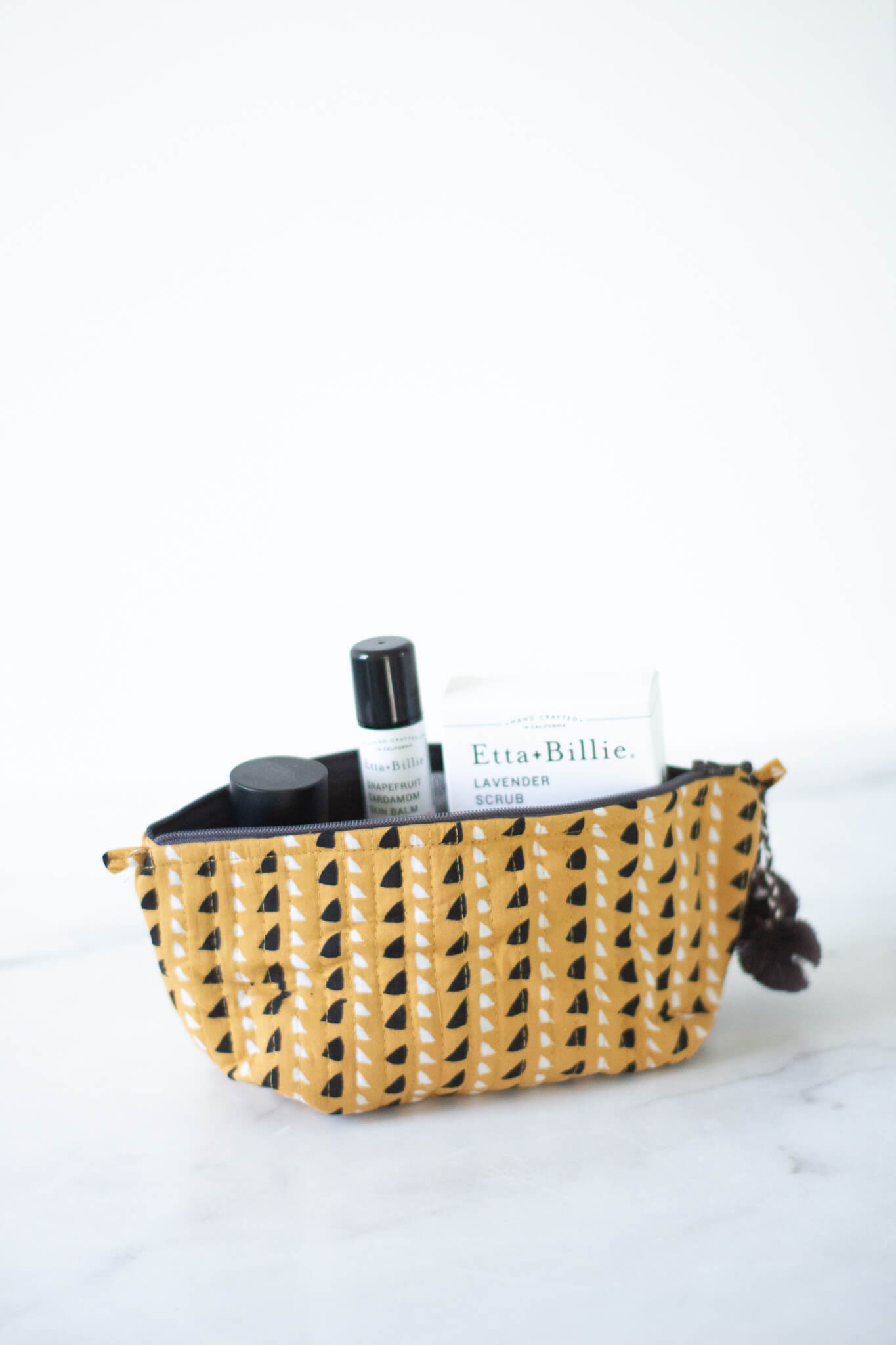 Gray Market Block Printed Makeup Pouch Palm and Perkins