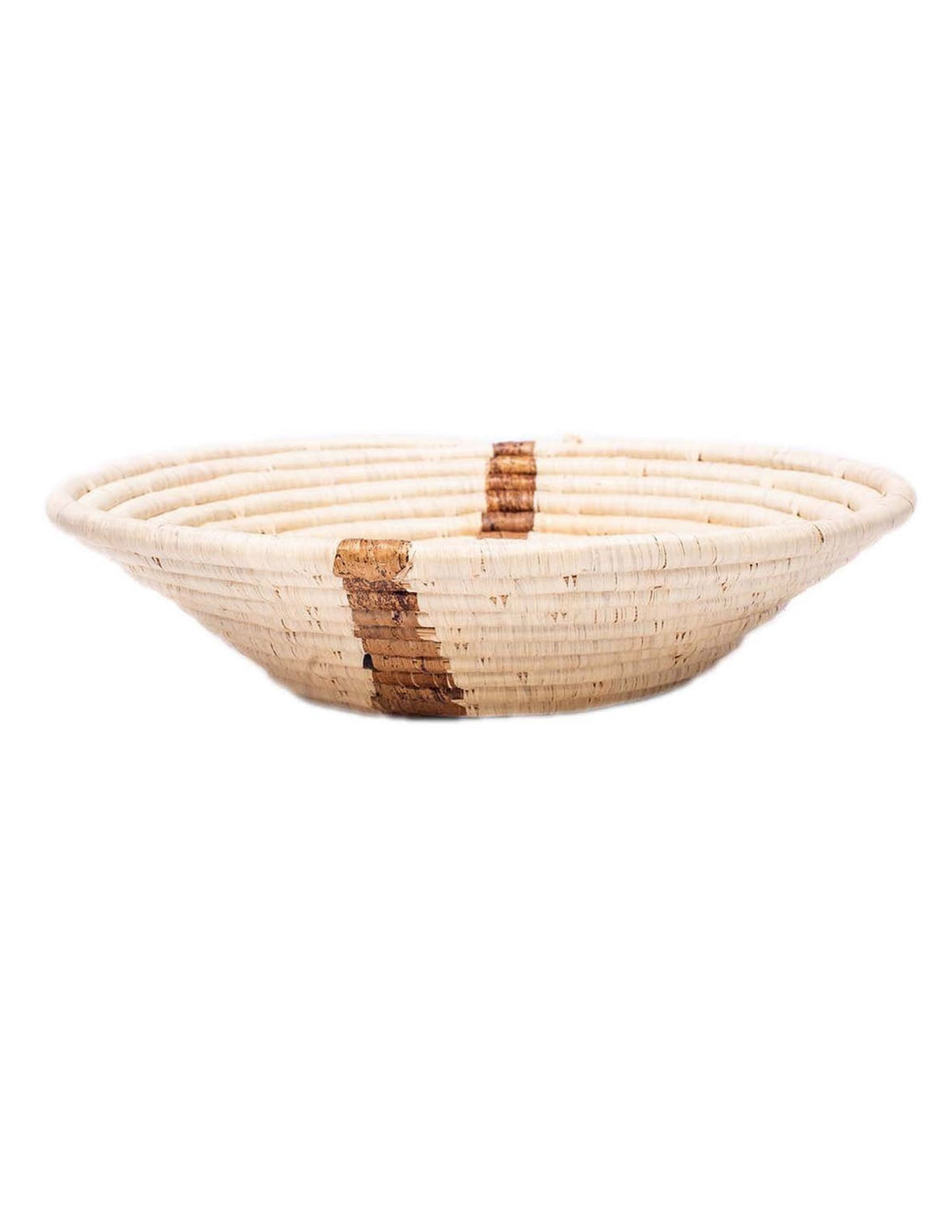 Kazi 12&quot; Large Banana Bark Striped Round Basket
