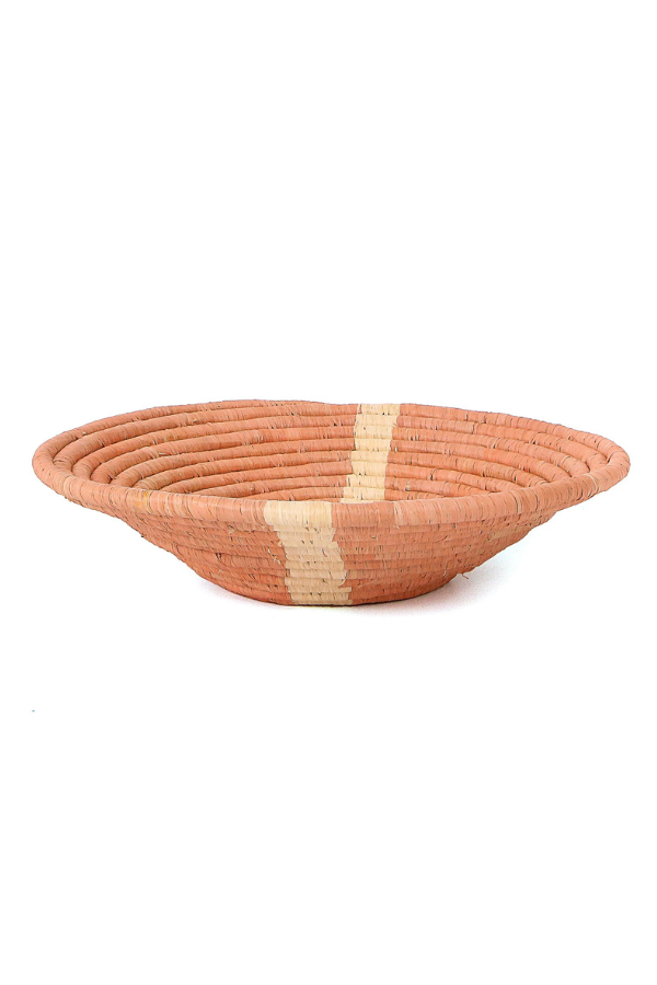 Kazi 12&quot; Large Peach Striped Round Basket